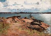 Hugo Birger Vid bryggan, Lysekil oil on canvas